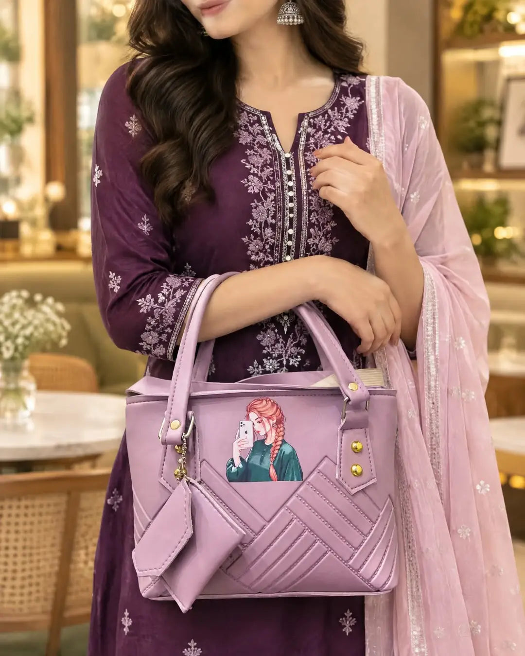Girl's Leather Plain Hand Bag