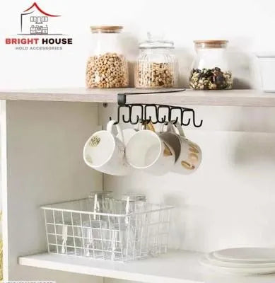 Black Metal Mug Hanger for Kitchen (Under Shelf)