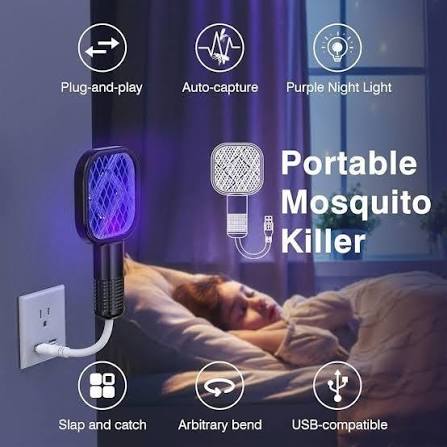 Mini USB Electric Mosquito Racket, Rechargeable Summer Fly Swatter