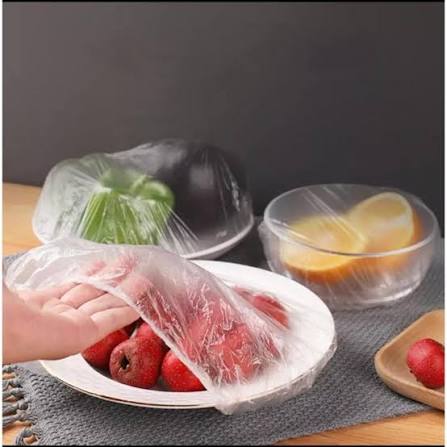 Set of 100 Disposable Plastic Stretchable Bowl Covers (T)