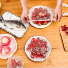 Set of 100 Disposable Plastic Stretchable Bowl Covers (T)