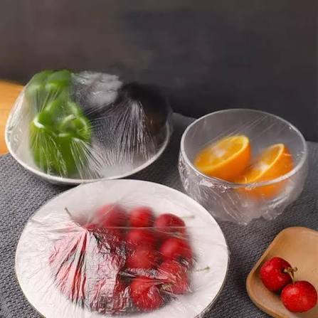Set of 100 Disposable Plastic Stretchable Bowl Covers (F)